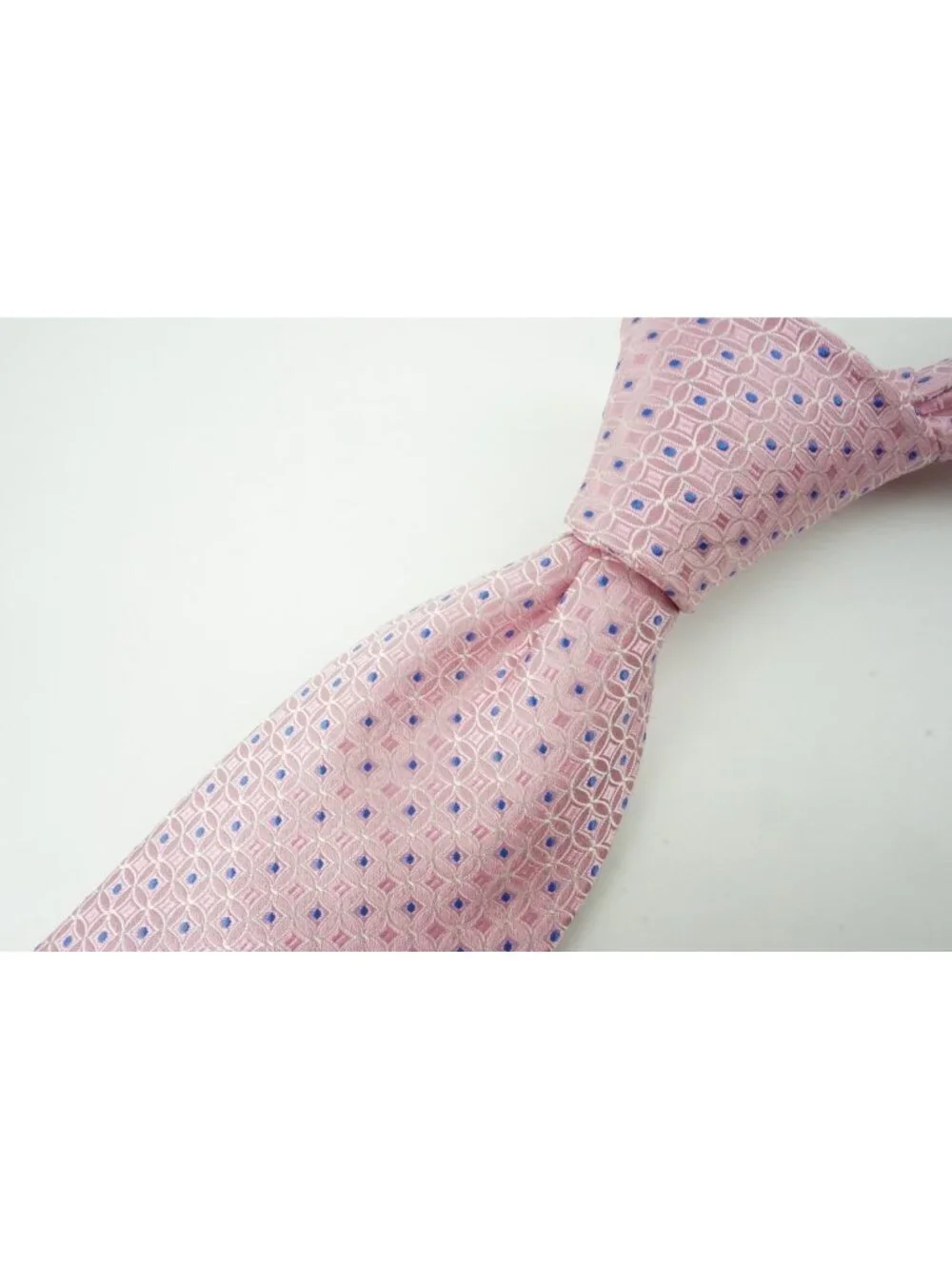 Eton Bubblegum Pink Cobalt Blue Foulard Geometric 100% Silk Tie Brand New Tags